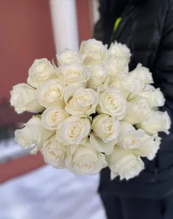 Белая роза Proud 25 шт.