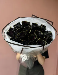 Чёрная роза 15 шт.