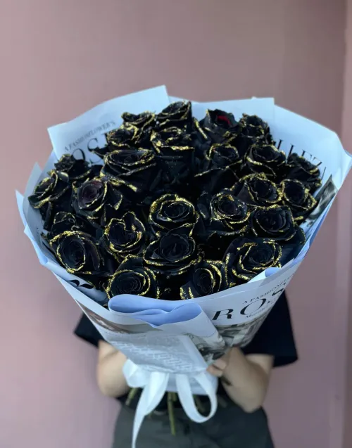 Чёрная роза 25 шт.